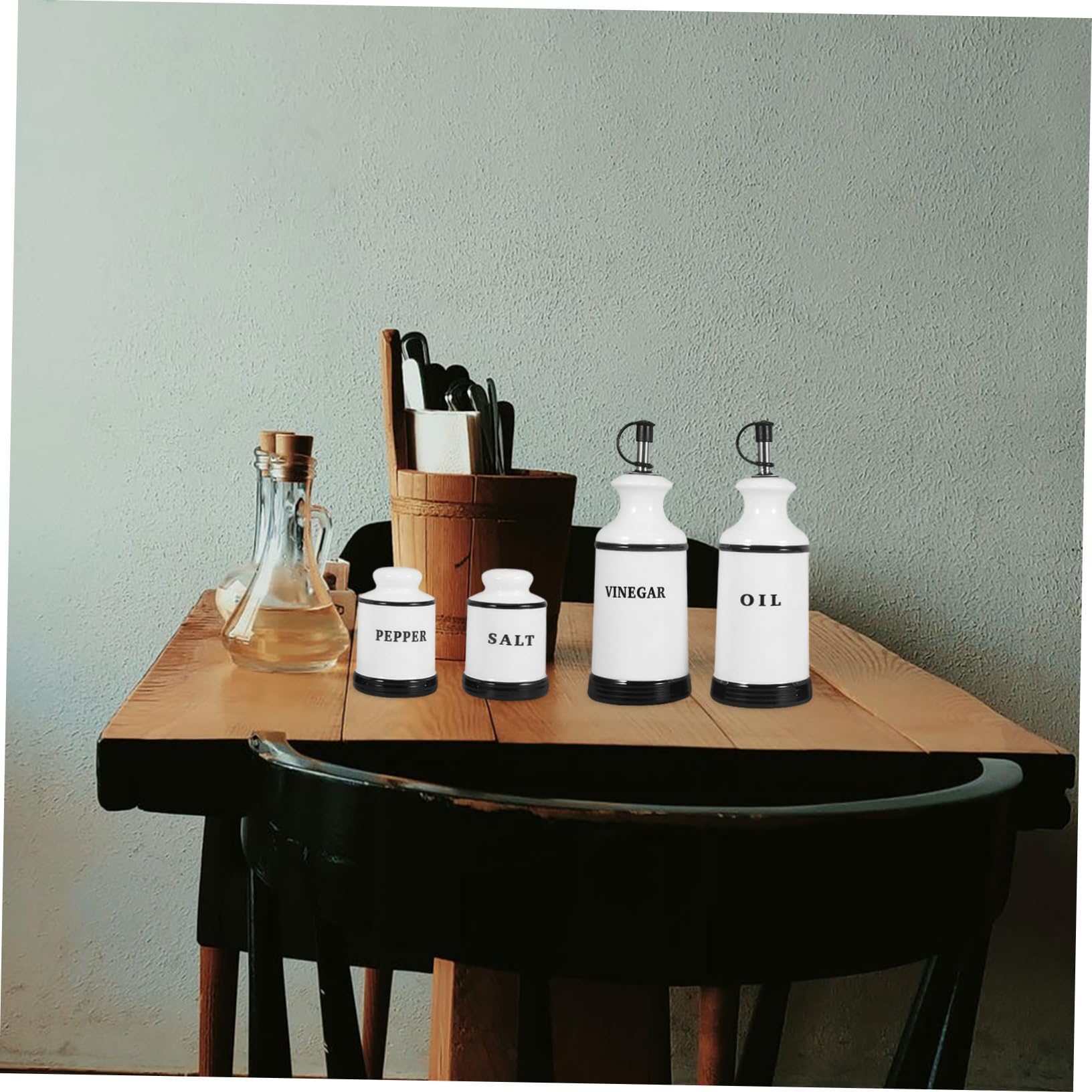 4pezzi Contenitore in Dispenser Aceto e Olio Bottiglia Condimento per Insalata e Design Artistico per