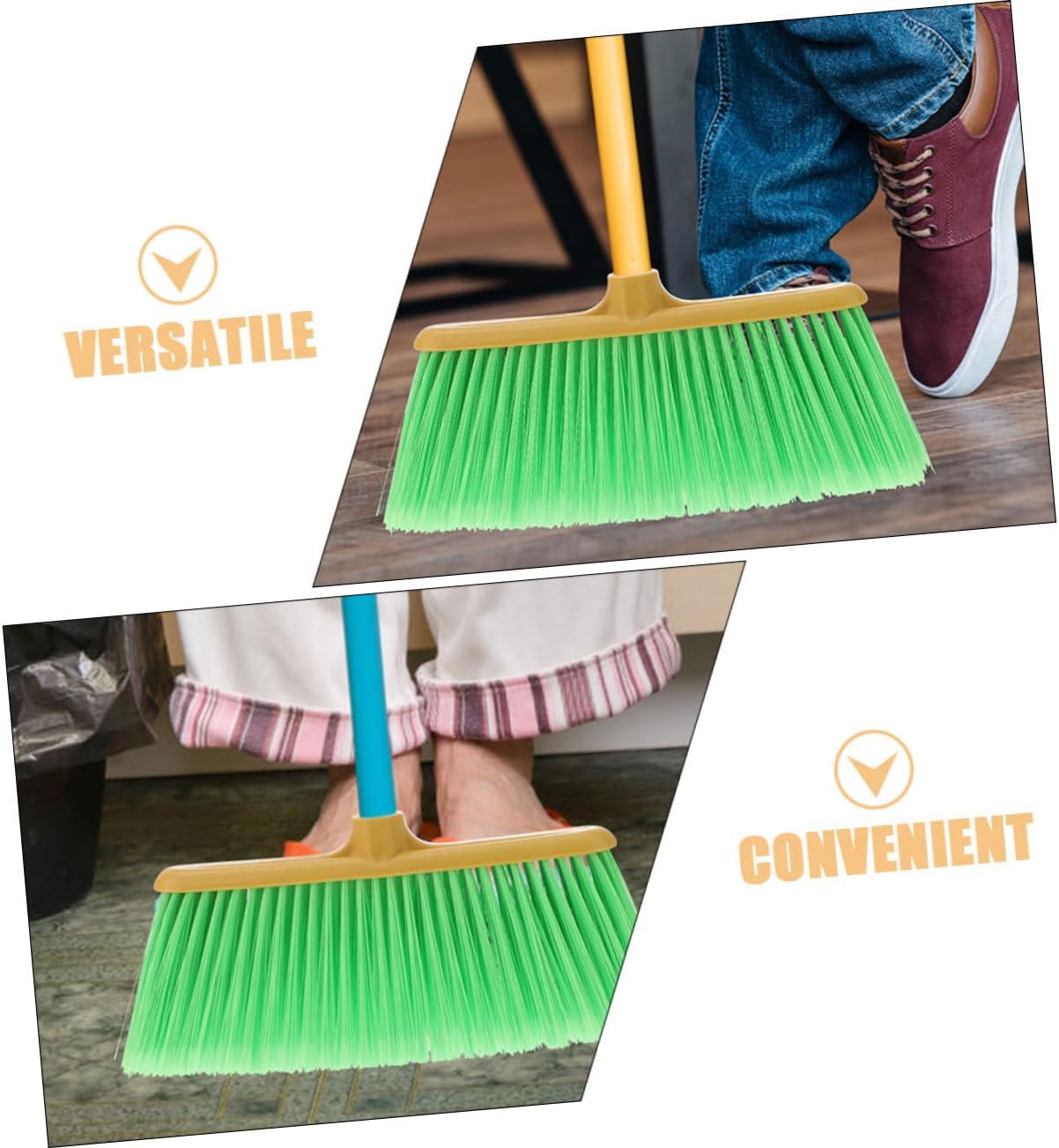 2pcs Replacement Broom Head for House Broom Long Handle Sweeper Head Plastic Brush Replacement Part Heavy Duty Sweeper