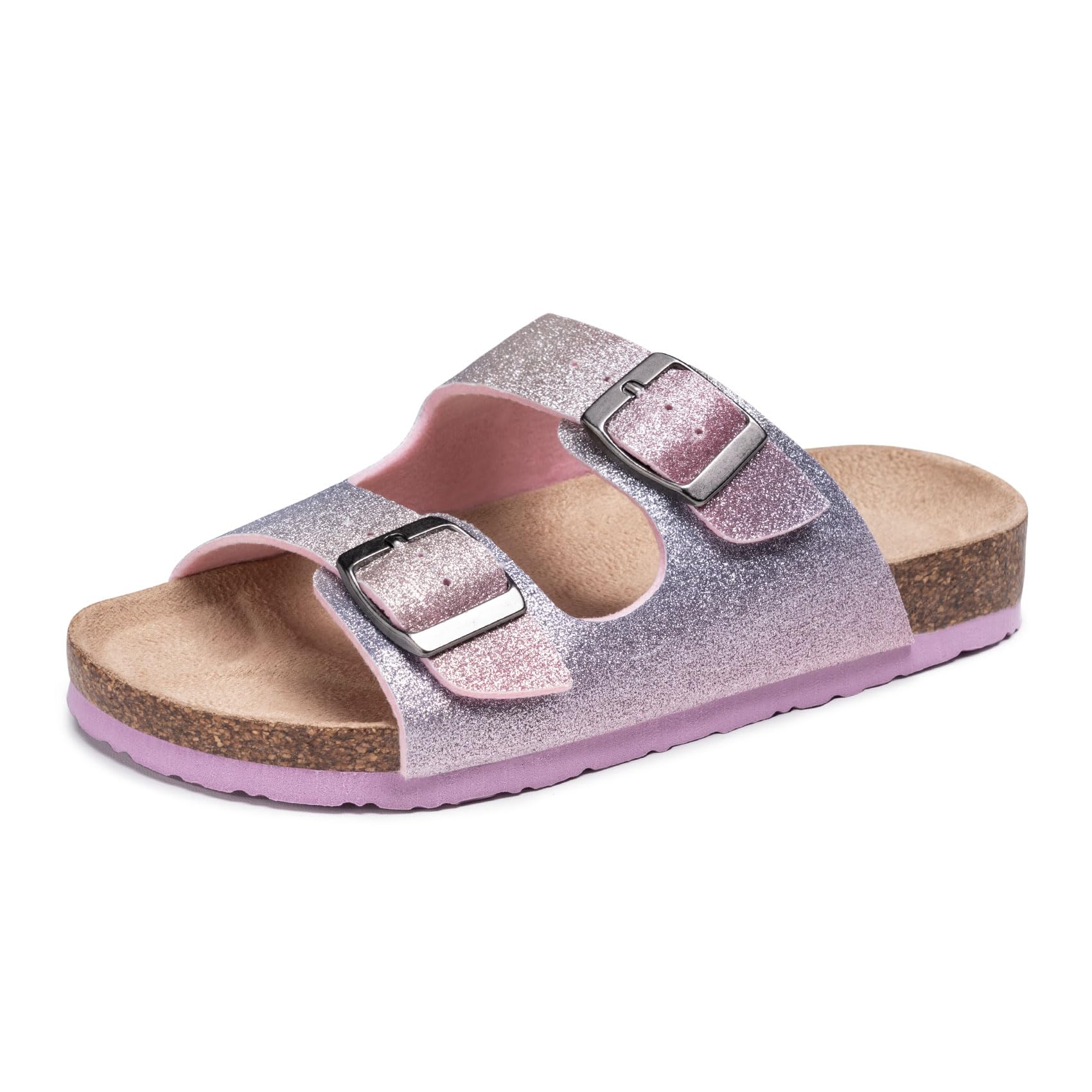 FITORY Boys Girls Glitter Slide Sandals, Cork Slipper with Adjustable Straps for Little Kid/Big Kid