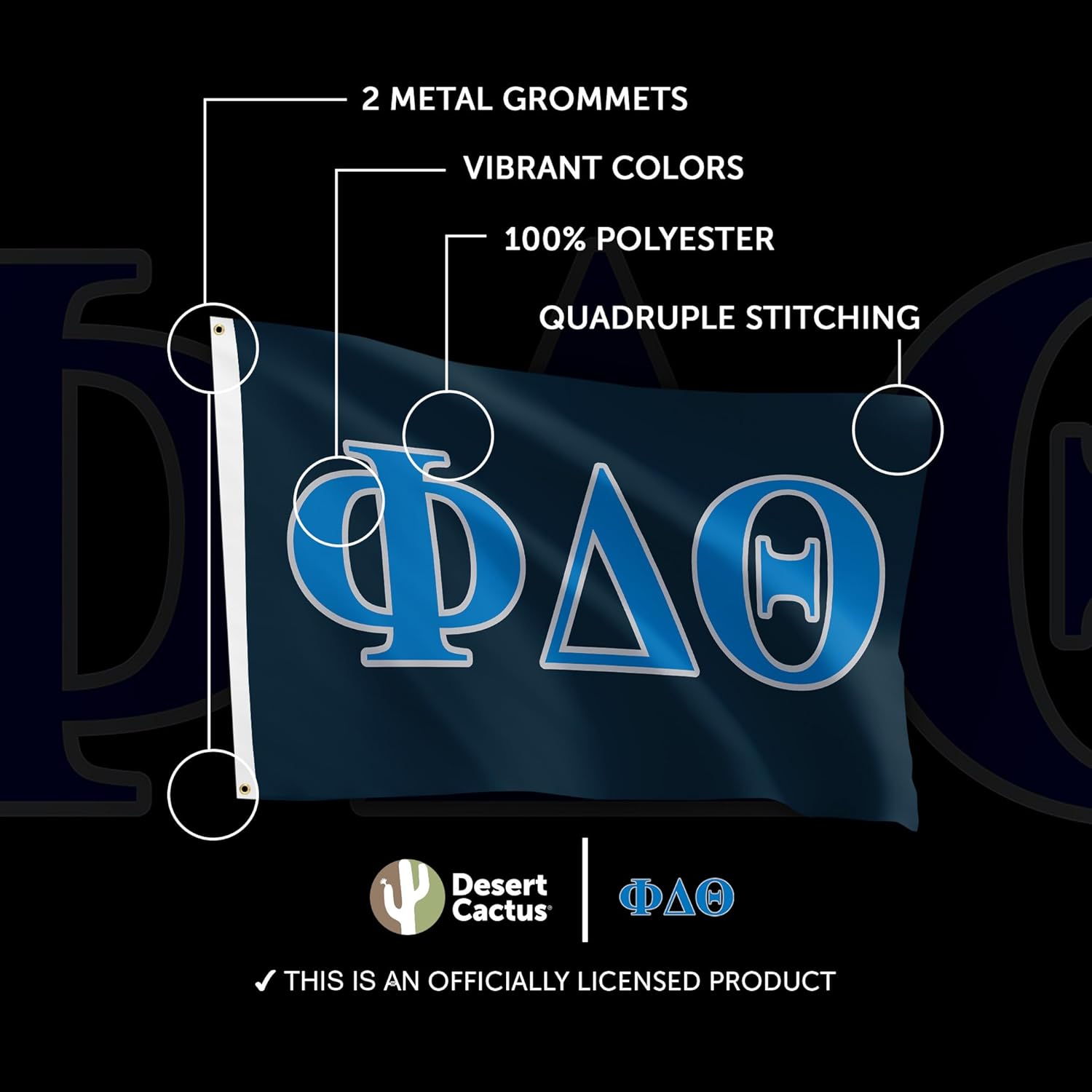 Desert Cactus Phi Delta Theta Letter Flag Fraternity Greek Letter Use as a Banner Large 3x5 feet Sign Decor Phi Delt