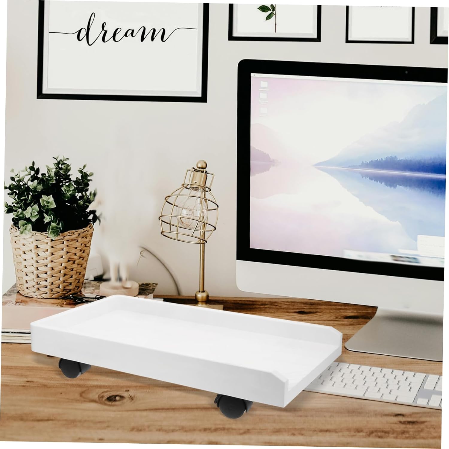 SECFOU 1set Movable Computer Tower Stand Swivel Brake Casters Under Desk CPU Holder for and Airflow and Design for Carpeted Floors