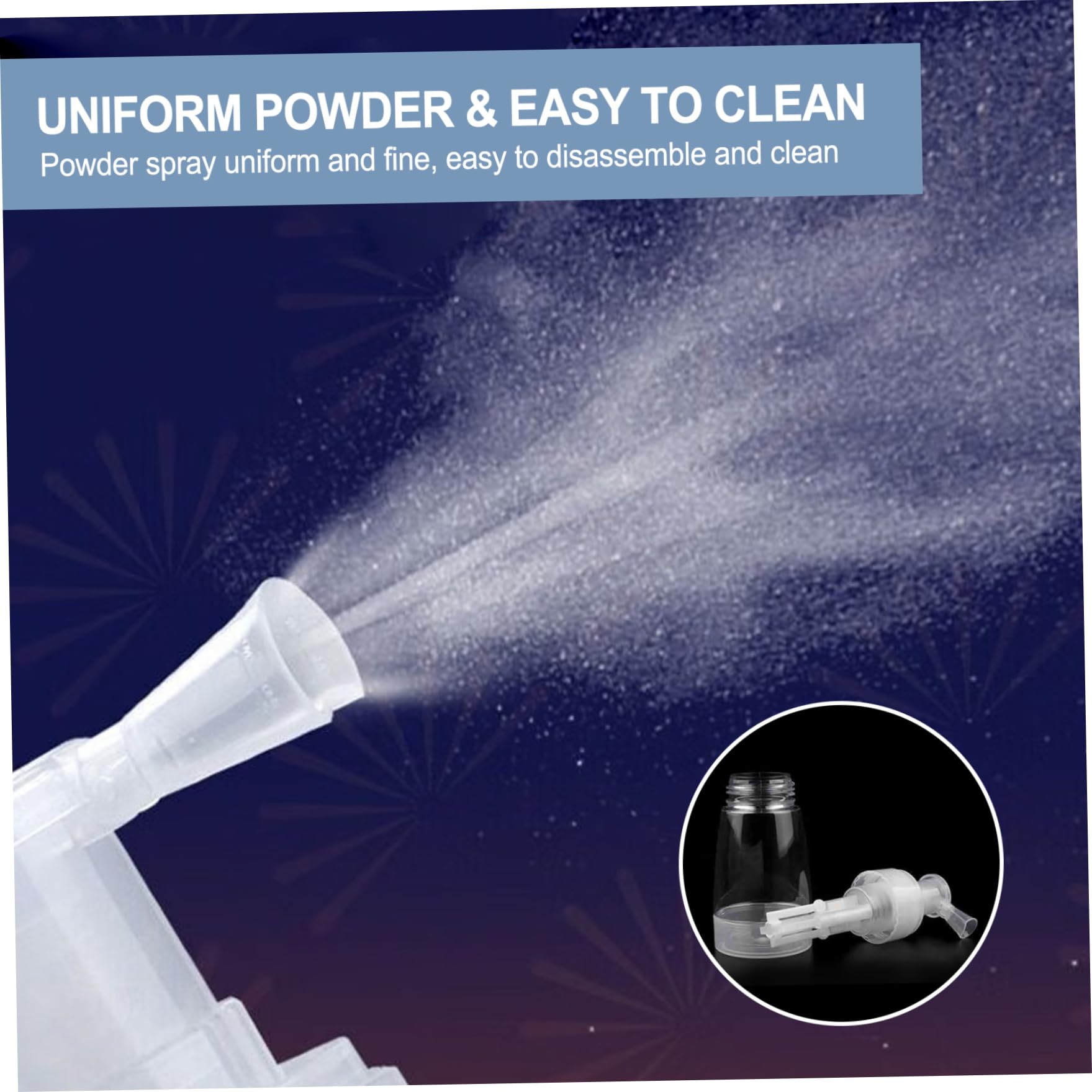 Lot de 2 flacons pulvérisateurs de poudre distributeur de poudre portable de 180 ml avec buse convergente distribution uniforme de la poudre en spray pour poudre pour bébé poudre pour le corps