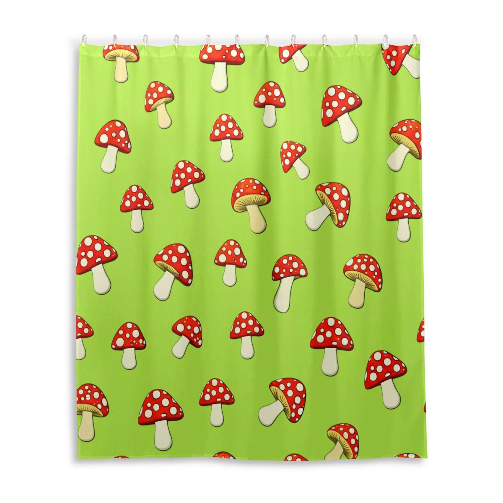 DUOBU Red White Mushrooms Shower Curtain Washable Waterproof Fabric Bath Curtain 60x72Inch Shower Curtains with Hooks for Bathroom Decor