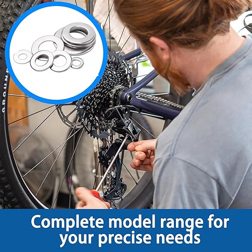 Miniatura 4 de Kit de 180 arandelas planas de acero inoxidable 304, 8 tamaños (M2-M10), espaciadores métricos, herrajes inoxidables para