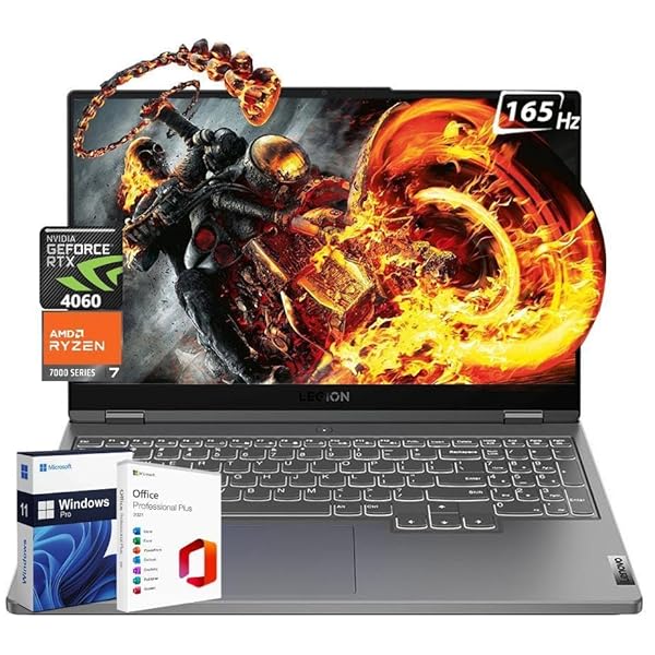 Lenovo Legion 5 Slim Gaming Laptop, with Office Pro Lifetime License, AMD Ryzen 7 7840HS, 32 GB DDR5, 1 TB SSD, NVIDIA GeForce RTX 4060, 15.6″ 144Hz FHD Display, Backlit KB, Wi-Fi 6, Windows 11 Pro