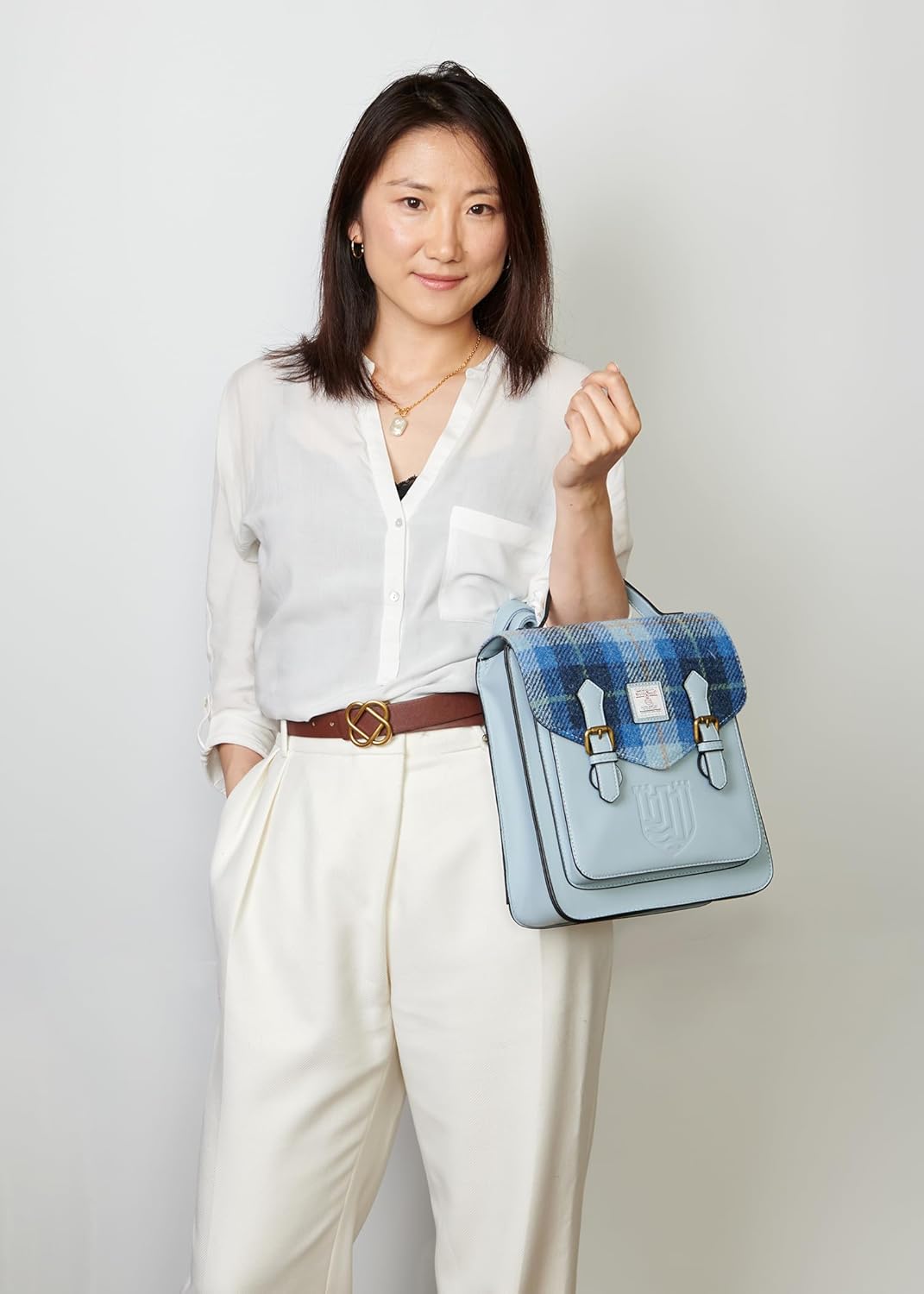 Islander® The Calton Backpack - Ladies Backpack with HARRIS TWEED, Blue Tartan - Image 7