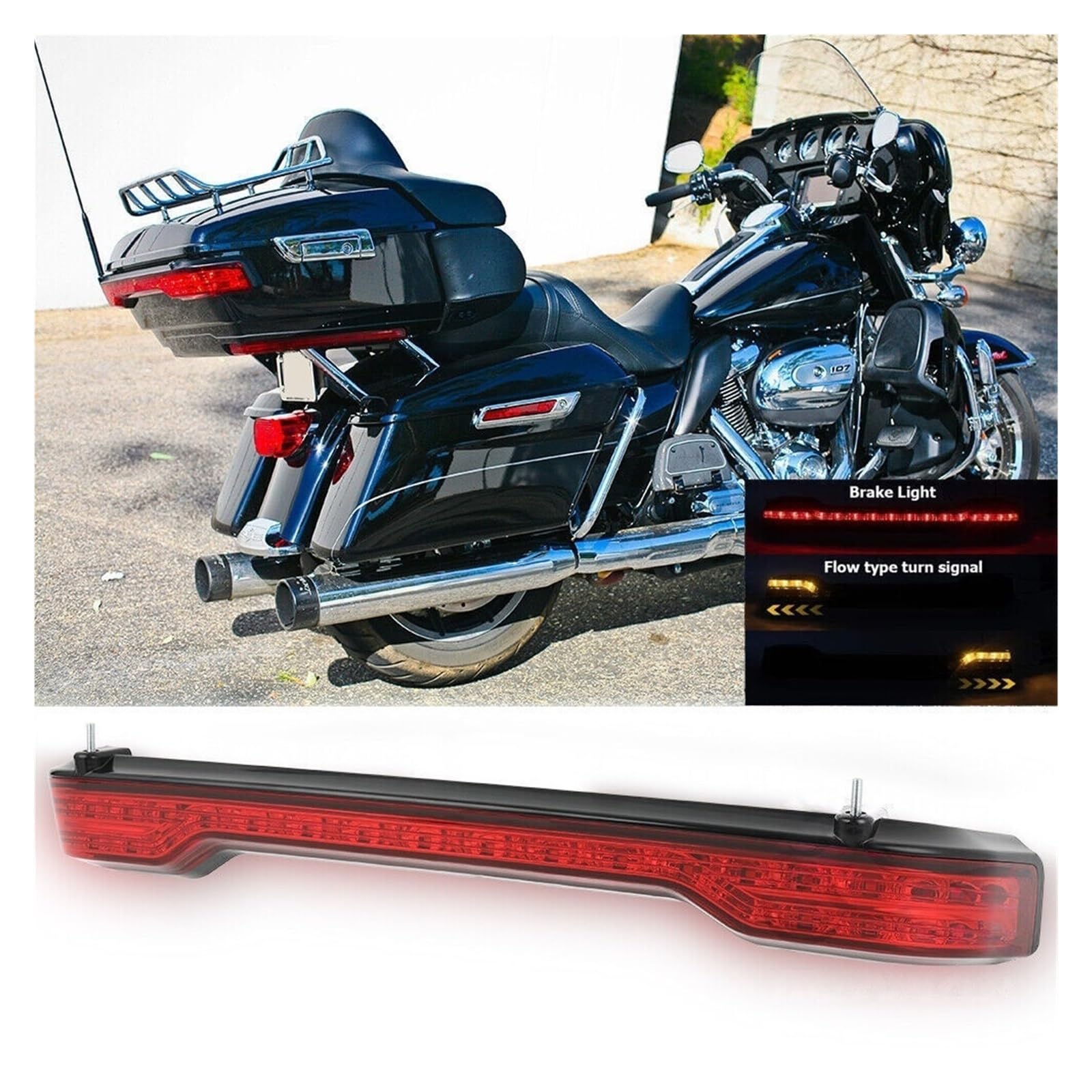 Feu arrière LED pour Moto Tour-Pak King Tour Pack, feu de Stop, Clignotant, feu arrière Rouge pour Har&Ley Touring 2014-2019 Tri Road Glide Frein Signals