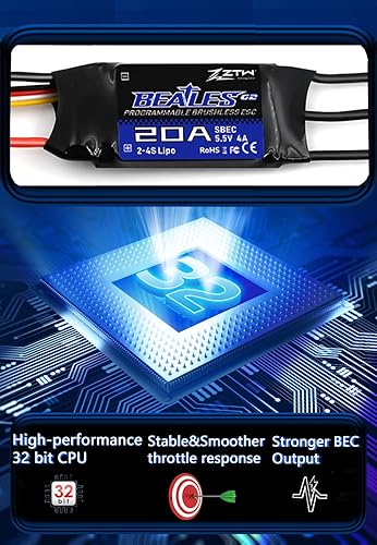 Miniatura 3 de Beatles G2 20A ESC con salida SBEC 4A5.5V para avión RC de ala fija 2-4S o proyecto de bricolaje necesita controlador electrónico de velocidad..