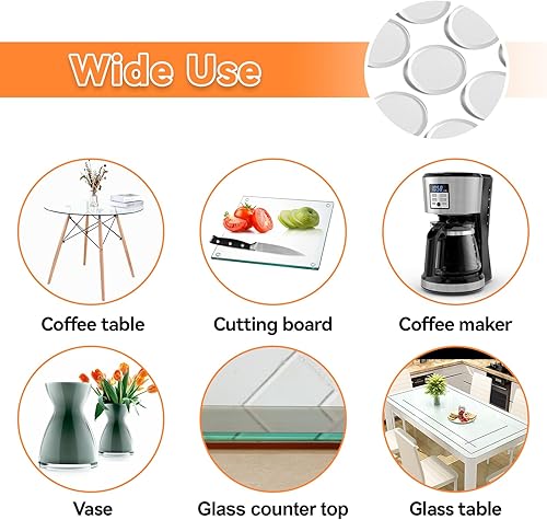 Vista 5 de Almohadillas antideslizantes para mesa de vidrio, 20 unidades, 3/4 pulgadas, no adhesivas, medianas