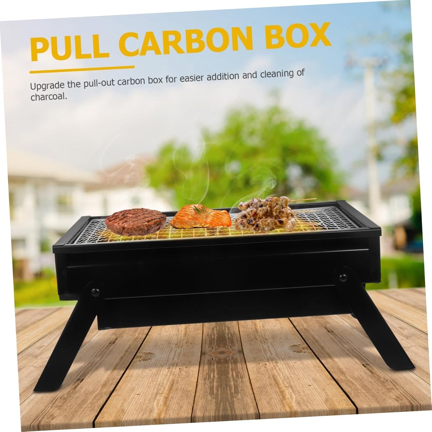 Portable outdoor charcoal grill, suitable for camping and picnics, compact stainless steel barbecue tools