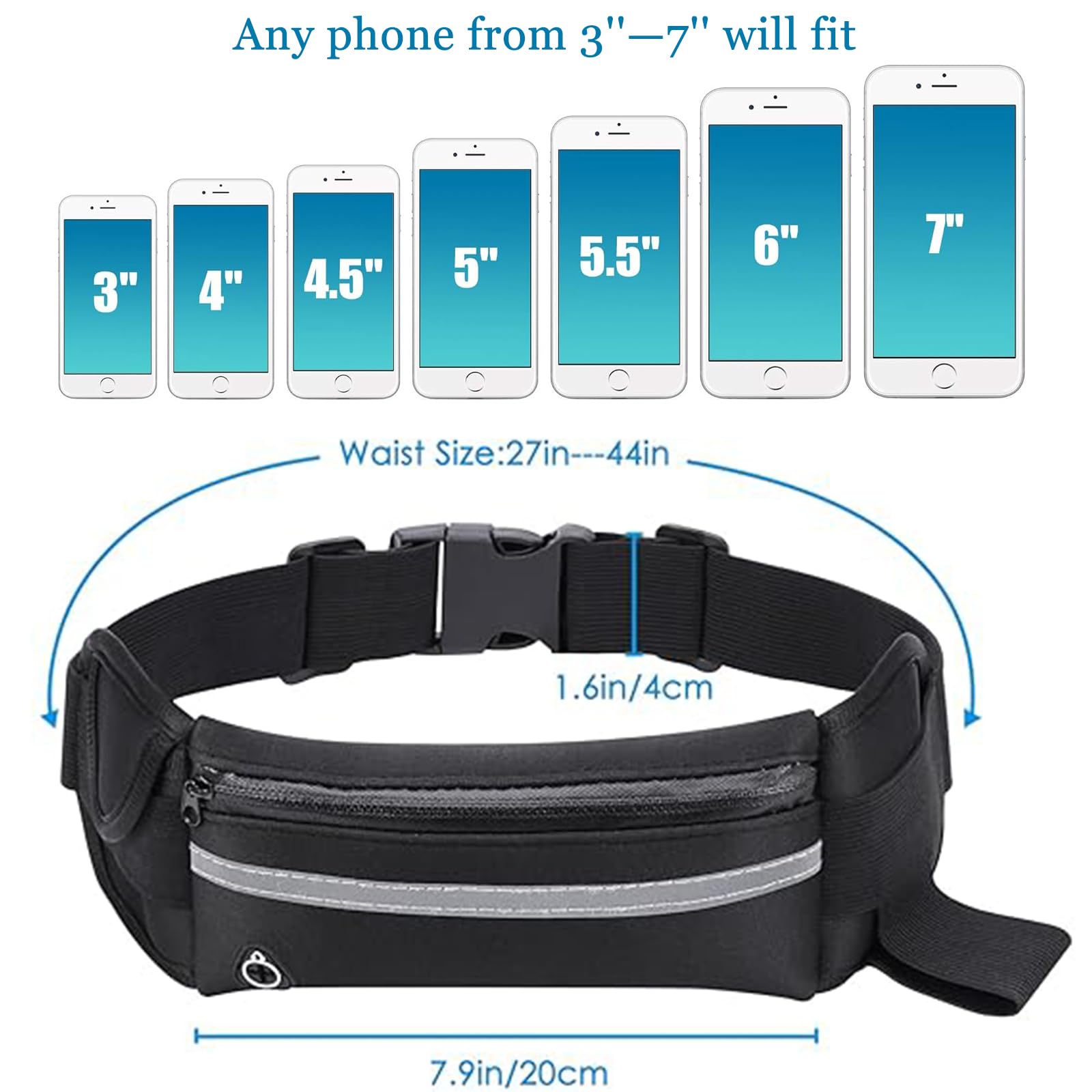 Marsupio Running Porta Cellulare Corsa Nero Donna Uomo Sport Fitness Ciclismo