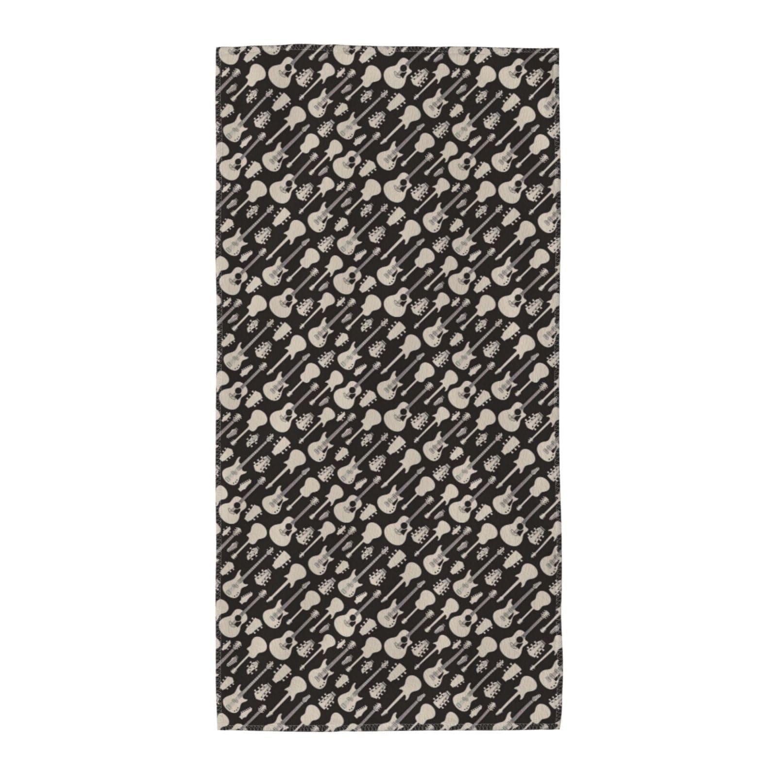 DIEzig Guitar Pattern Fashion Printed Long Bath Towel For Pool Side Seaside Holiday