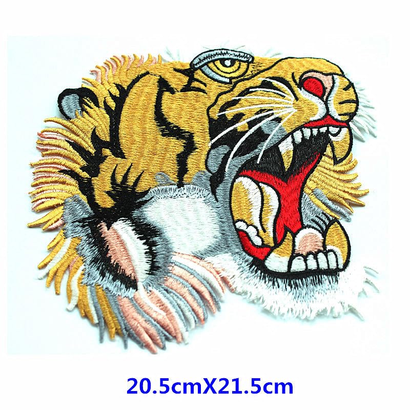 Bardzo duży tygrys 23 x 25 cm orzeł rockowy zespół punkowy duży naprasowany naszywki do haftowania odznaka muzyka czaszka szkielet na ubrania aplikacja dżinsy
