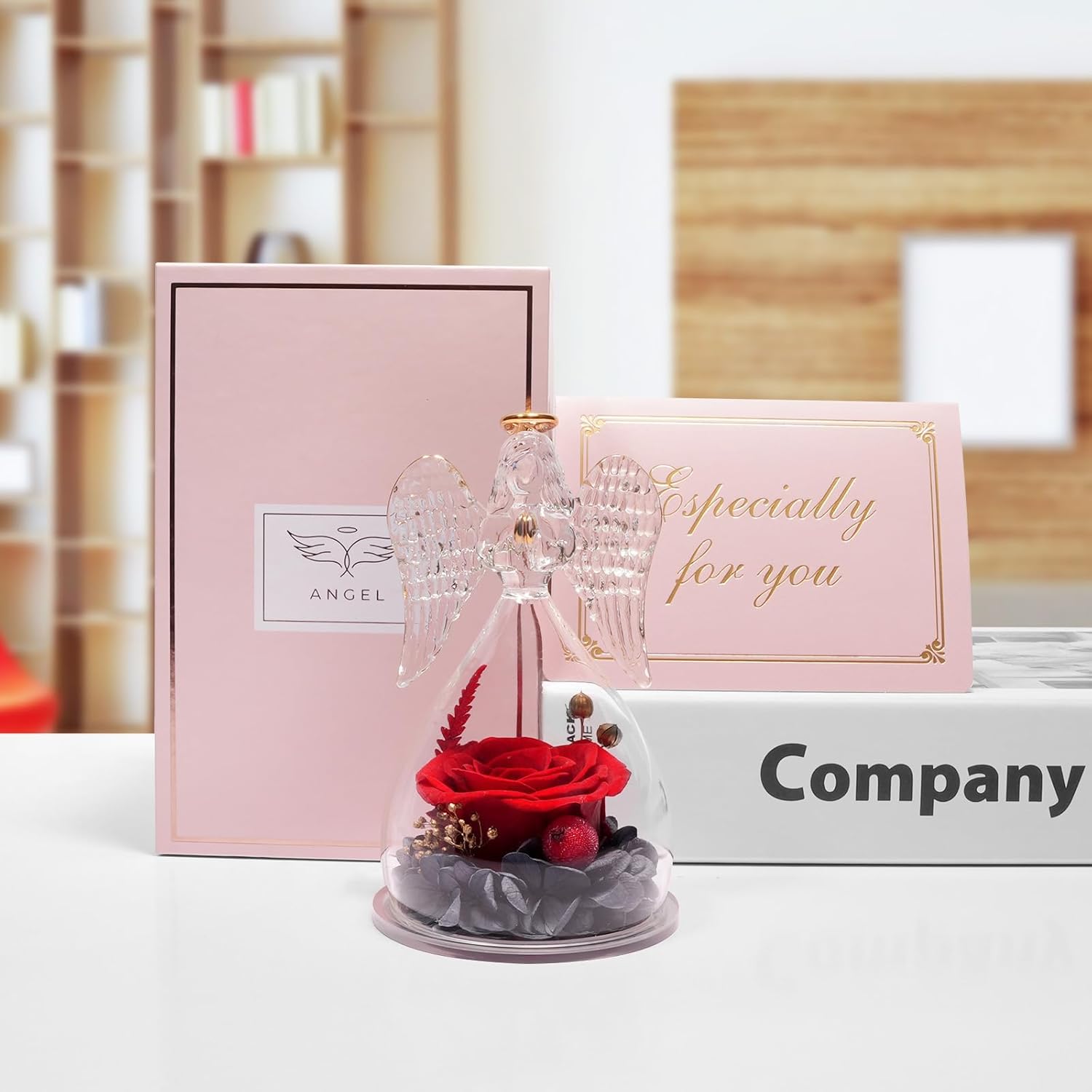 Miofula Valentines Day Preserved Flower Rose Gifts for Her Women,Angel Figurines Forever Real Rose Birthday Gifts for Mom Grandma Wife,Flowers for Delivery Anniversary Mothers Day Rose Gifts for Women - Image 4