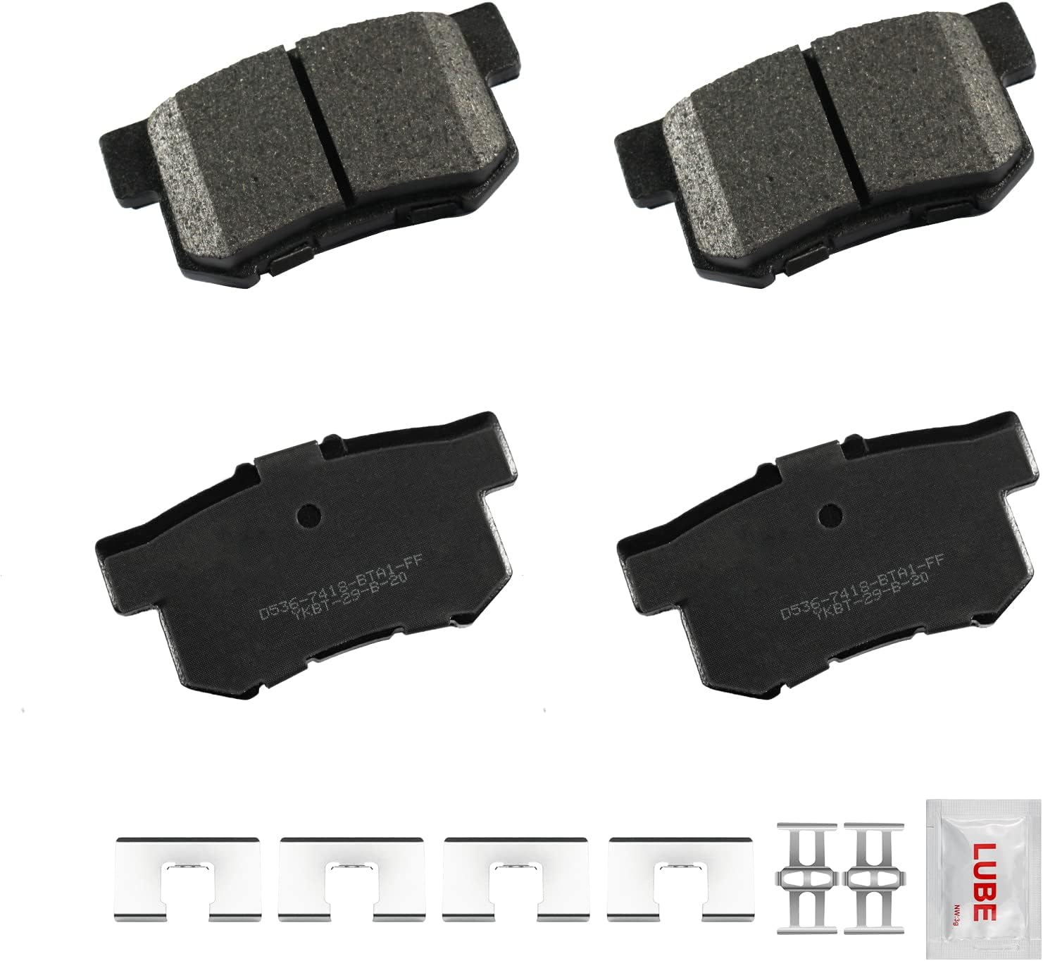 Replacement Rear Ceramic Disc Brake Pad Kit w/Hardware for AC-URA CL/Legend/RDX/RL/TL, for Honda CR-V/Element/Odyssey, for Isuzu Oasis