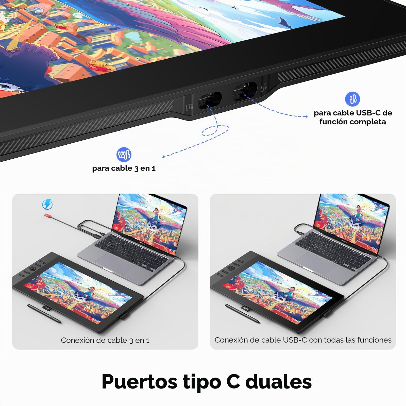 UGEE Tableta de dibujo de 15.4 pulgadas con pantalla, 143% sRGB UE16 tableta gráfica de computadora con pantalla laminada completa 8+1, teclas de acceso rápido de 16 K, lápiz capacitivo sin batería,