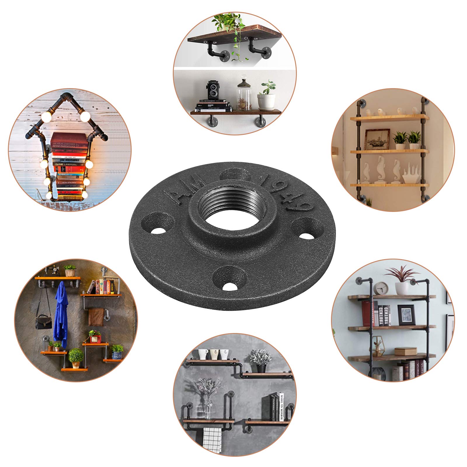 Soporte Tubería Montaje Pared Brida De Piso Roscada 3/4' BSP - Negra ...