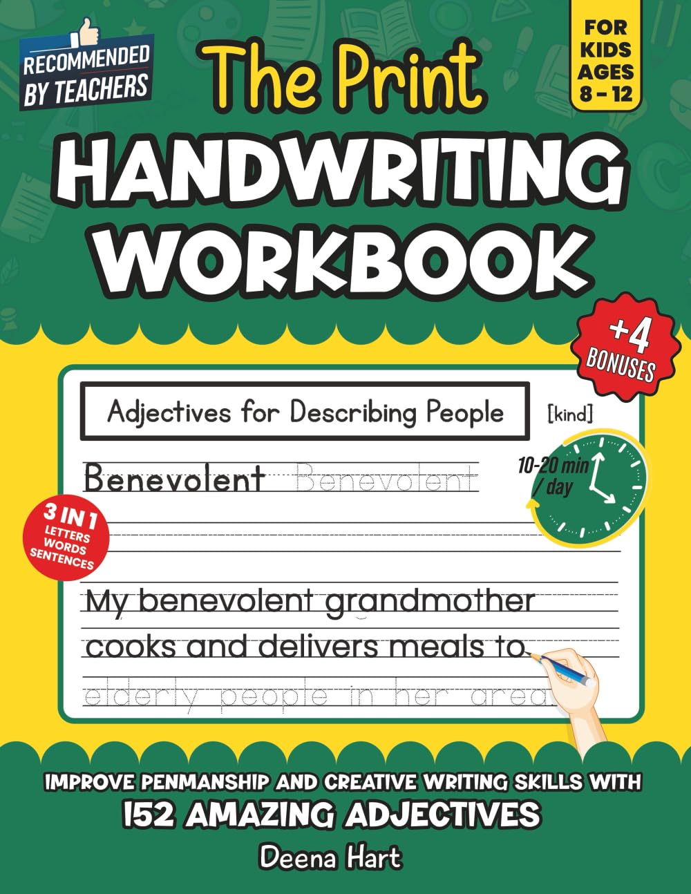 The Print Handwriting Workbook for Kids Ages 8-12: Improve Penmanship and Creative Writing skills with 152 Amazing Adjectives (Empowering Handwriting and Language Arts) Paperback – August 9, 2024