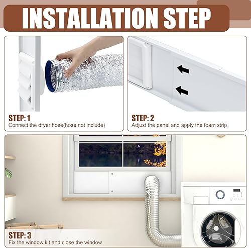 Miniatura 7 de BJADE'S Kit de ventana de ventilación de secadora para manguera de ventilación de secadora de 4 pulgadas con cubierta de ventilación de secadora al