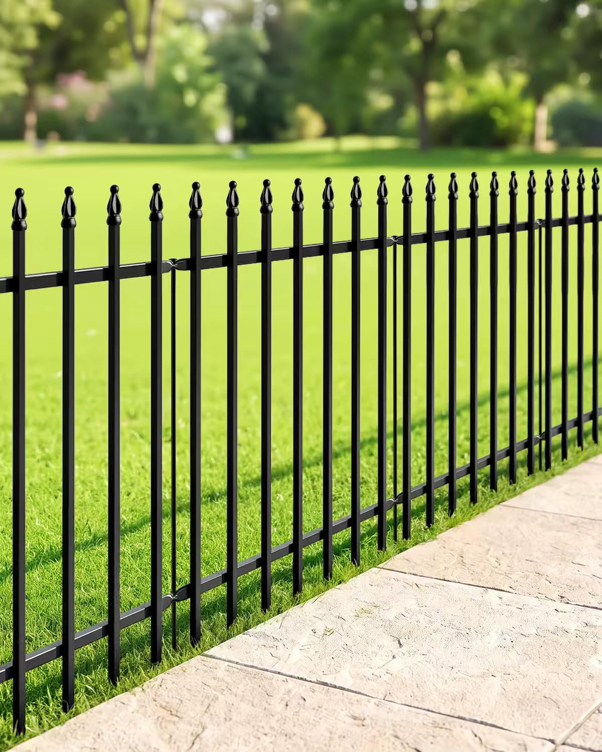 ARIFARO Decorative Metal Garden Fence 106cm H x 76cm W 5 Pack, 3.8m Total