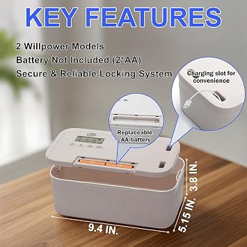 Timed Lock Box - Unplug from Cell Phones, Video Games, Socials, Snacks, Distractions - Time Locking Container - 30 Days Max Timer - Be More Present, Productive & Focused - Beige