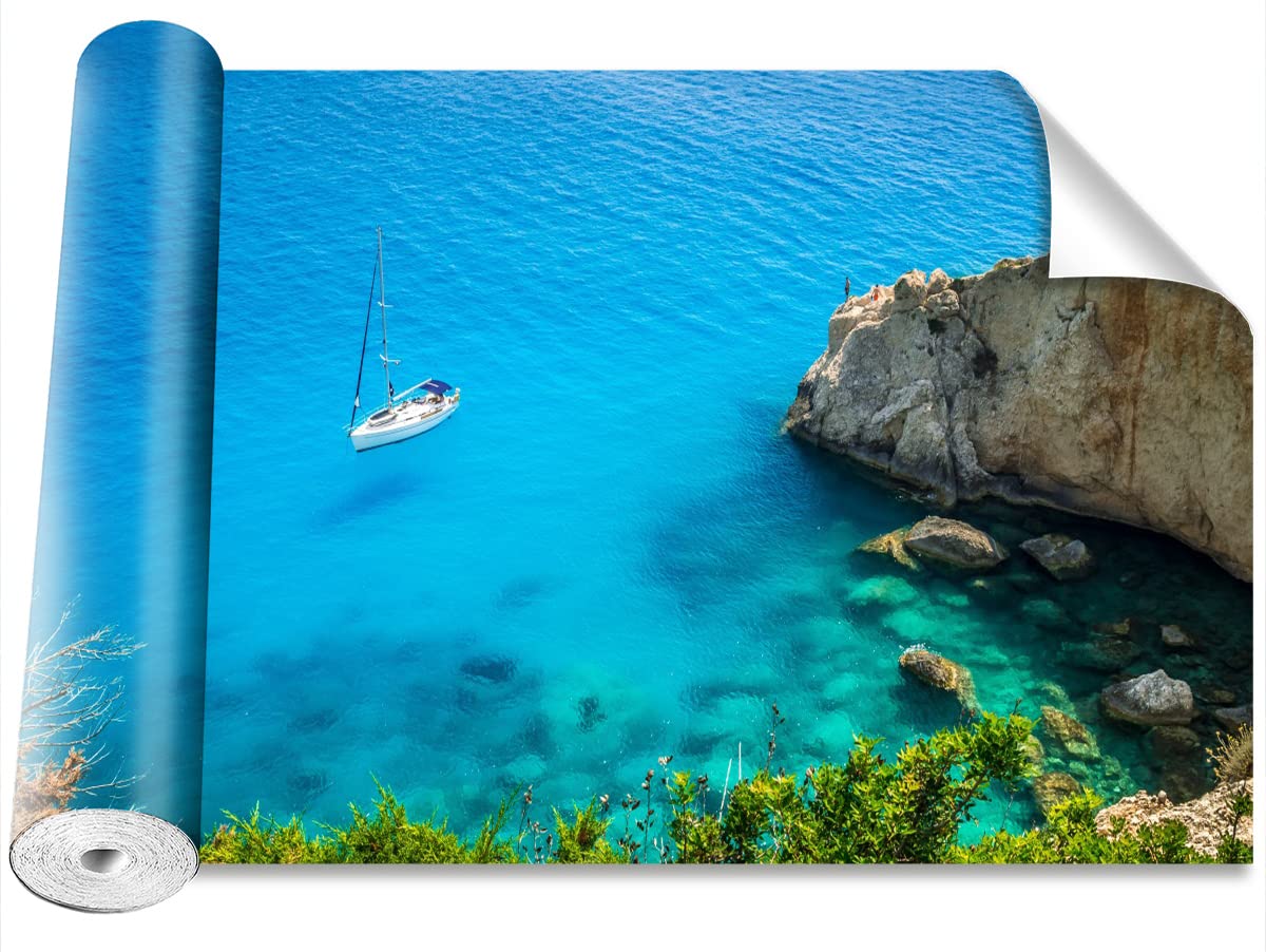 Papier peint autocollant 208x146cm Yacht en Grèce Tulup décoration maison