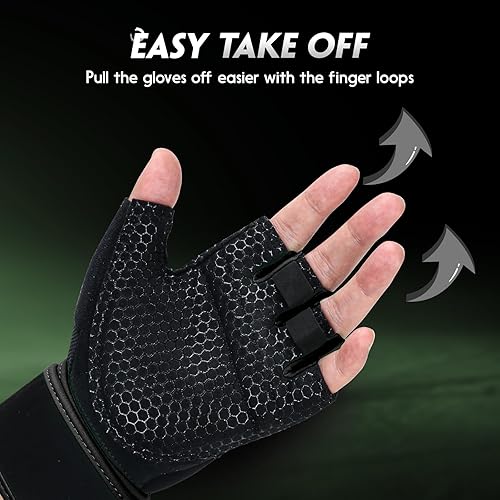 Miniatura 5 de Guantes de entrenamiento para gimnasio, guantes de levantamiento de pesas para hombres y mujeres con almohadilla completa para la palma de la mano,