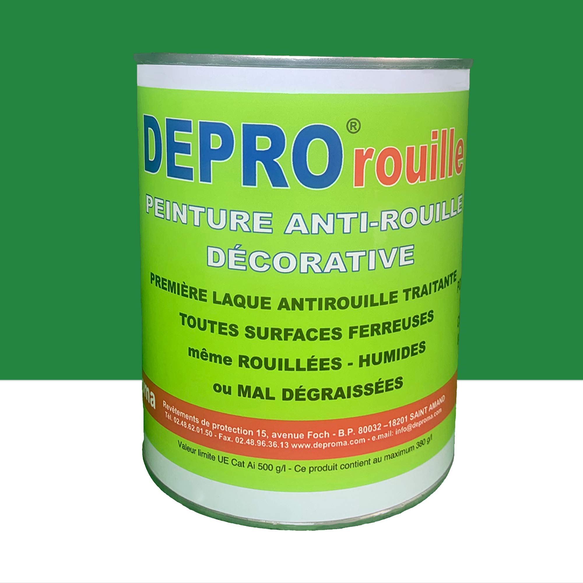 Peinture antirouille métaux Vert jardin - 1Kg