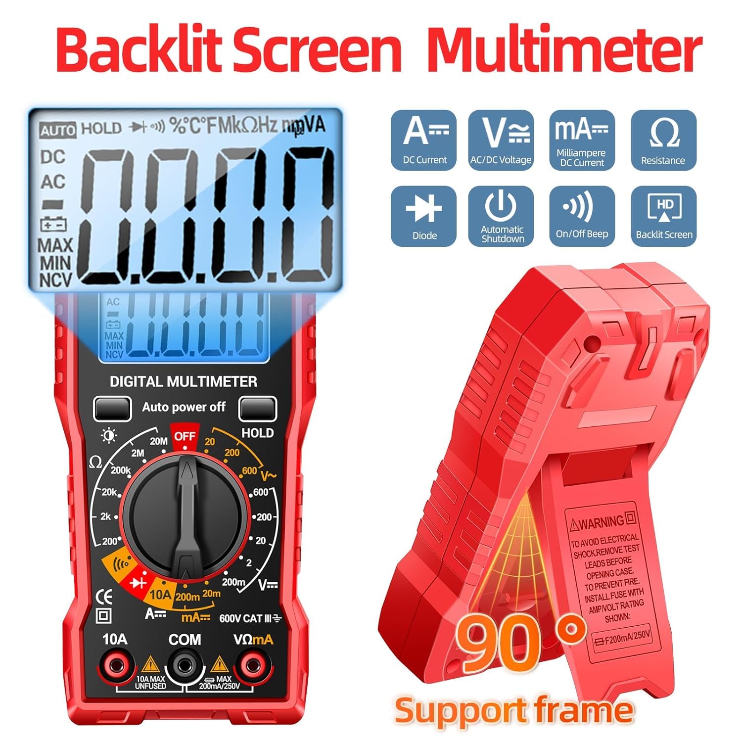 ANENG Multimètre Numérique SZ06,Ampèremètre Ohm Automatique,Tension AC/DC,Courant AC/DC,Résistance,Diode,Buzzer,Outil électrique Portatif