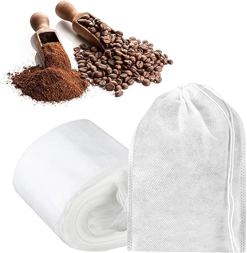 Bolsas de café frío, 100 unidades desechables de filtro de polvo de café, bolsas de transporte con cordón fino para café helado, té caliente,