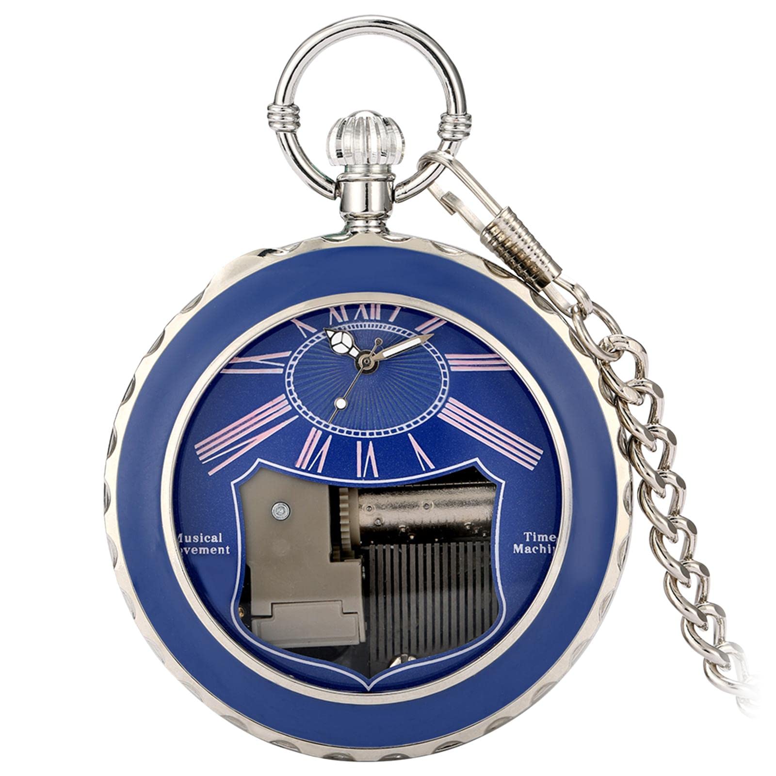 Quartz Pocket Watch Musical Movement Retro for Graduation Son Blue|Jewelry & Watches| Watches Parts & Accessories| Pocket Watches
