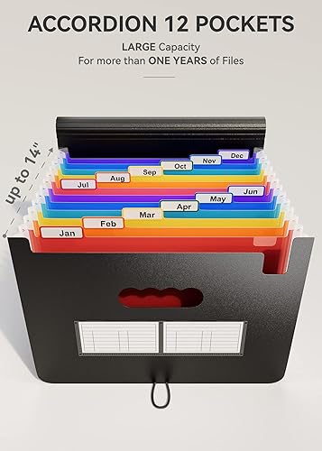 Miniatura 3 de ABC life Organizador de archivos de acordeón de 26 bolsillos y organizador mensual de recibos de facturas de 12 bolsillos, carpetas de archivos