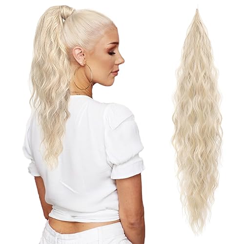 Flufymooz Ponytail Extension, Flexible Wrap Around Ponytail Extension Long Wavy
