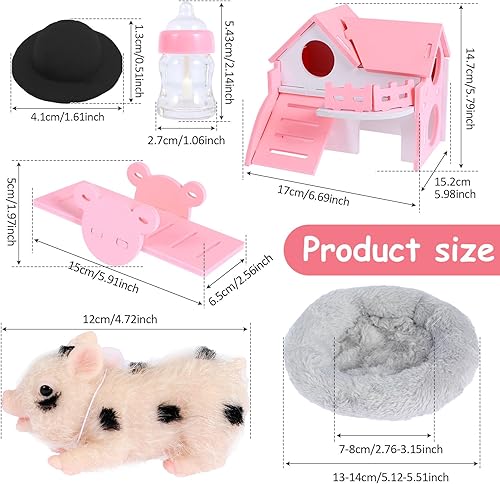 Miniatura 3 de Txkrhwa Muñeca de cerdo de silicona de 4.7 pulgadas, mini muñeca de cerdo de silicona suave y realista con accesorios, lindo cerdo de silicona