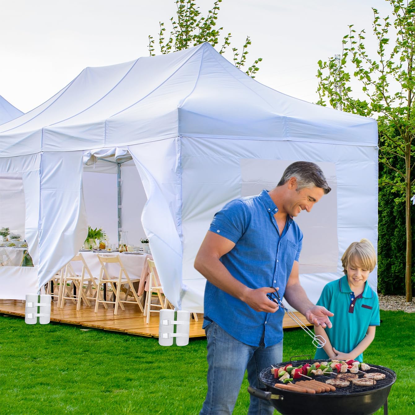 Extra Large 240 lbs White Canopy Sandbags Weight Bags for Pop up Canopy Tent,1680D Heavy Duty Leg Canopy Weights Sand Bags Perfectly Matched with White Canopy/Gazebo/Patio Umbrellas,Set of 4