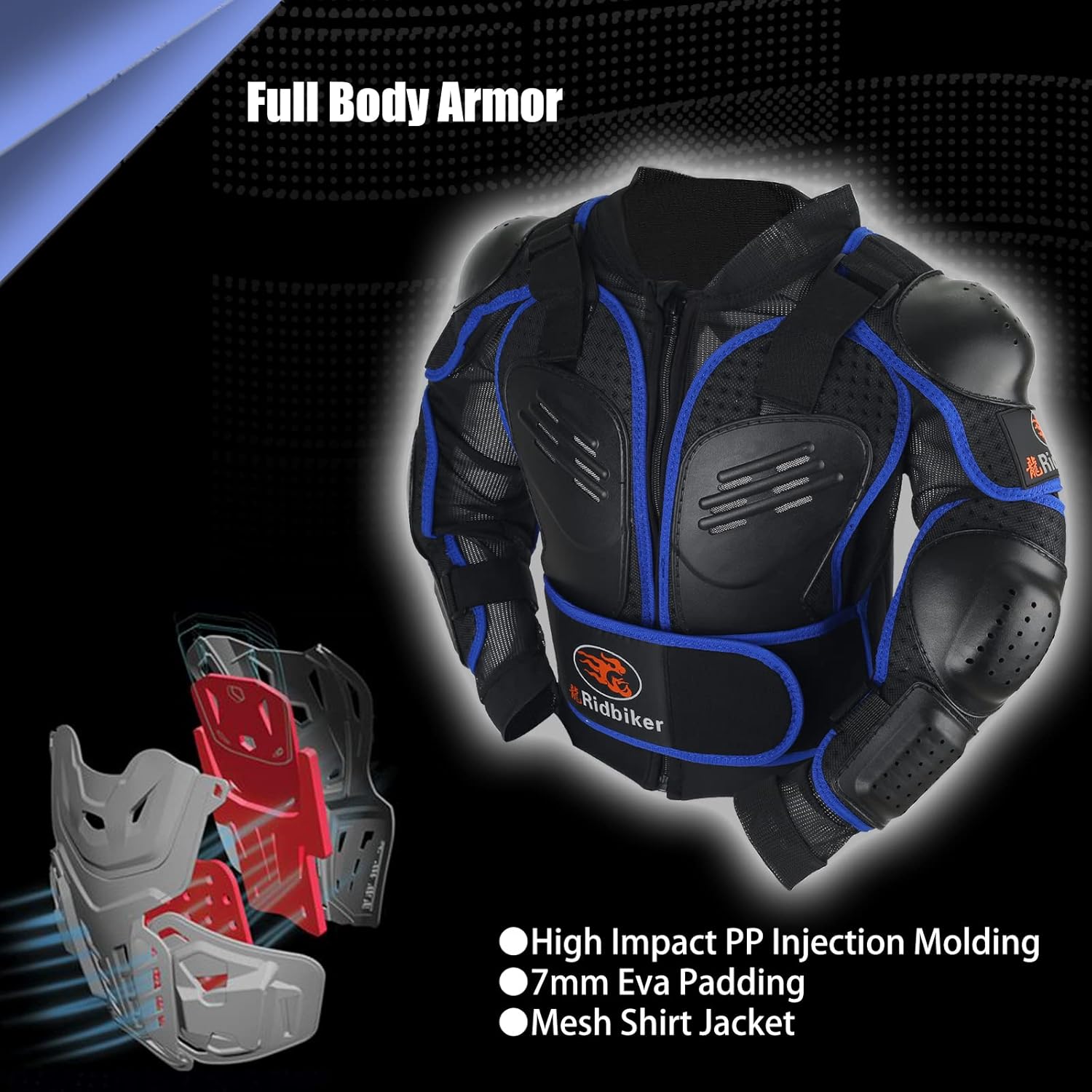 Kids Chest Protector Motocross Dirt Bike Gear Motorcycle Full Body Armor Jacket Protective Back Spine Protector Vest Gear - Image 2