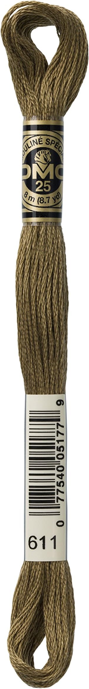 DMC 117-611 Six Stranded Cotton Thread Embroidery Floss, Drab Brown, 8.7-Yard