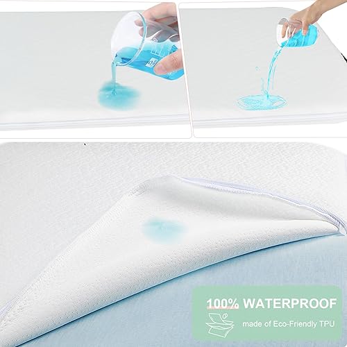 Miniatura 4 de ANGELBLISS Cubrecolchón de moisés, colchón de espuma viscoelástica de gel con funda extraíble (28 x 15 pulgadas), apto para Chicco LullaGo Anywhere