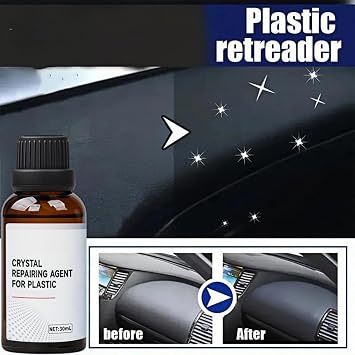 30ml Car Plastic Restorer Black with Sponge,Back to Black Trim Restorer,Plastics Parts Crystal Coating,Crystal Coating Plastic Restoration,Car Interior Plastic Scratch Repair,Prevents Drying Aging