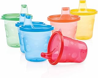 Nuby ID91121 - Plástico Vaso boquilla, 210ml, colores surtidos (pack x 6)