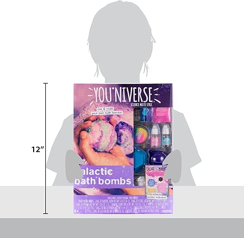 Miniatura 7 de Bombas de baño galácticas Youniverse por Horizon Group USA, kit de manualidades de ciencia para niña, mezcla y molde de bricolaje 5 bombas de baño