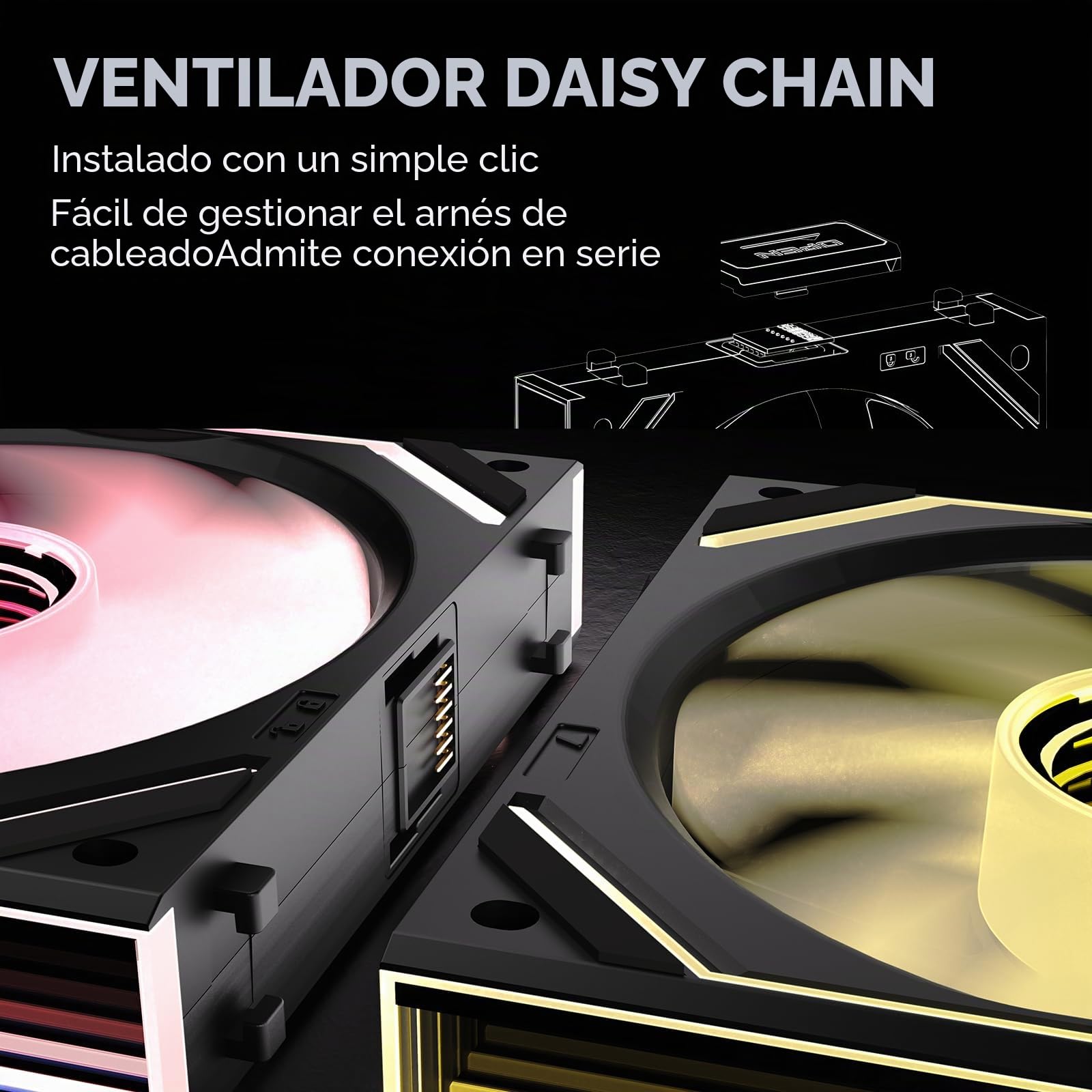 TZMRIT Interstellar-V2 Ventilador de Flujo Inverso Negro, Infinity Fan 120 mm, PWM ARGB RGB