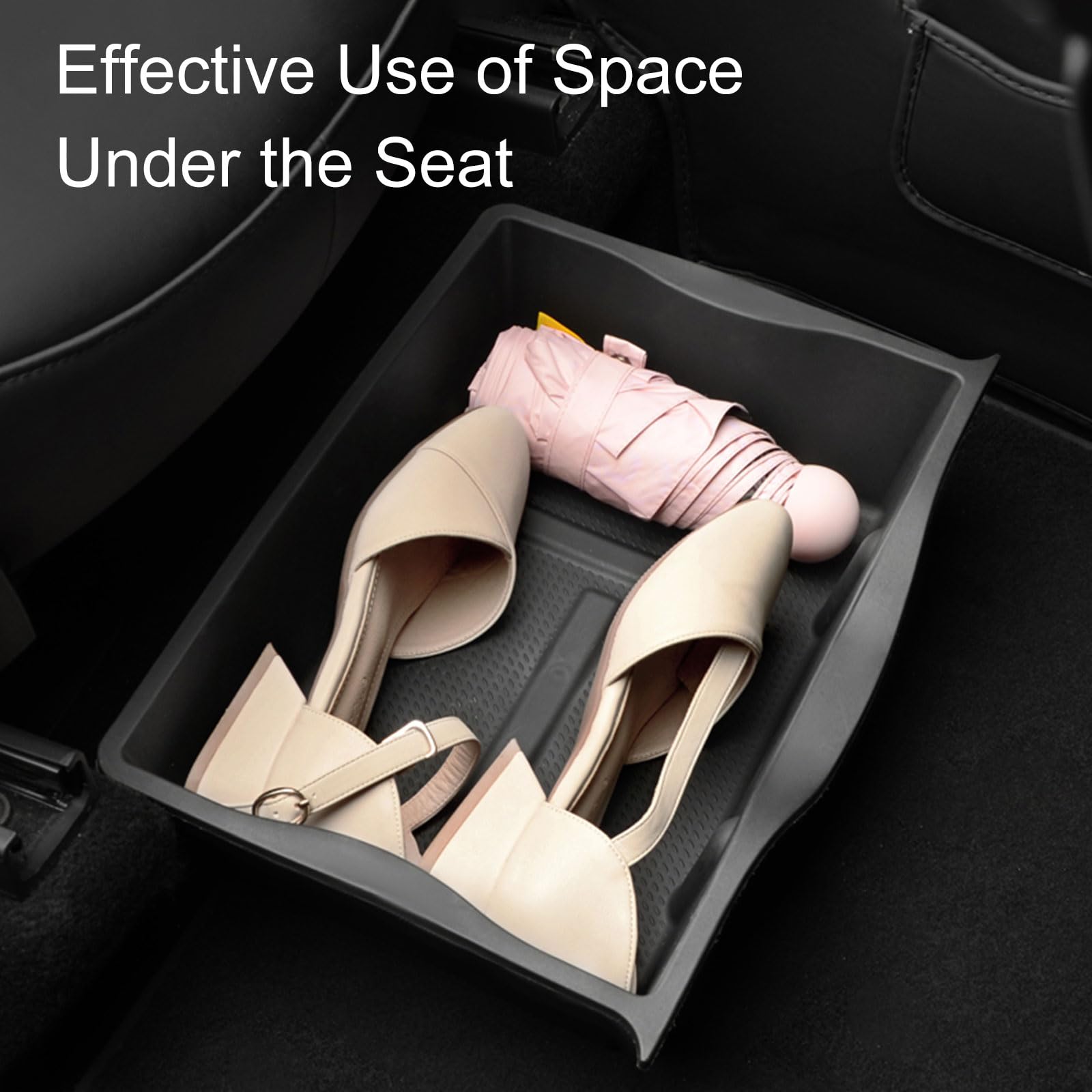 Organizador de Caja de Almacenamiento Debajo del Asiento para Tesla Model Y 2021 2022 2023, Silicona Caja de Almacenamiento de Asiento Delantero con Tapa, Organizador de Bandejas Ocultas