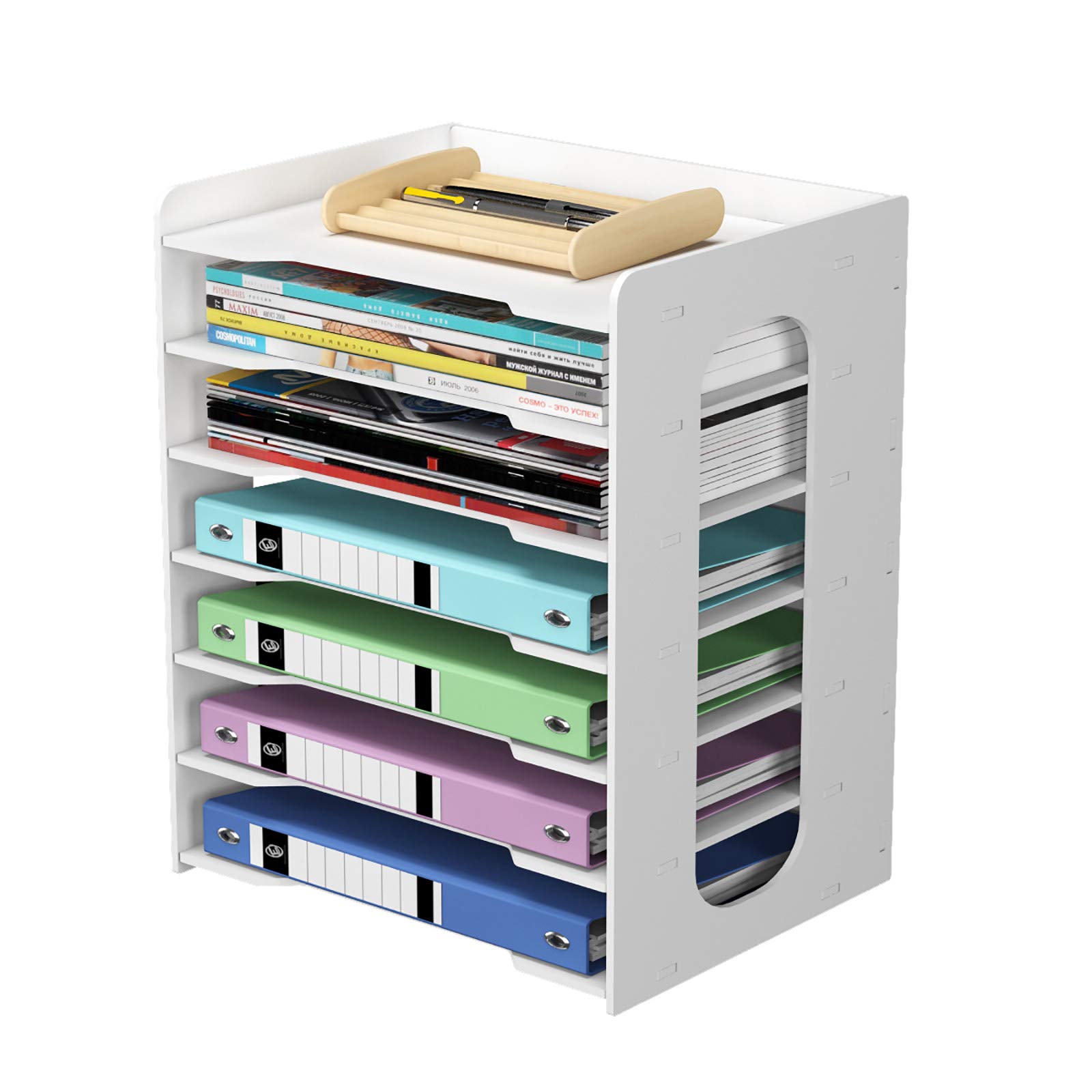 Natwind Office 7 Tiers File Paper Organizer for Desktop, White
