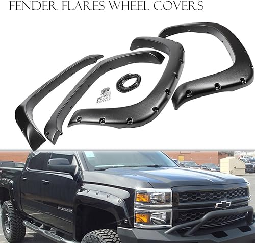 Miniatura 2 de Mallofusa Juego de 4 guardabarros atornillados estilo remache de bolsillo para Silverado 1999-2006 Negro -,Para Chevy Silverado 1500 07-13,Para