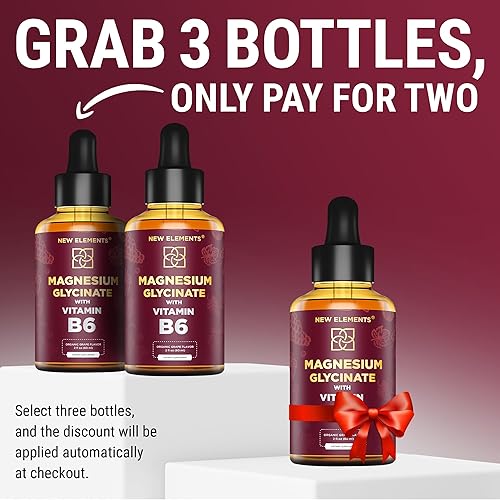 Miniatura 2 de Gotas de glicinato de magnesio líquido con vitamina B6, suplemento de magnesio de 500 mg y vitamina B6 100 mg | Sin OMG sin gluten | Alivio del