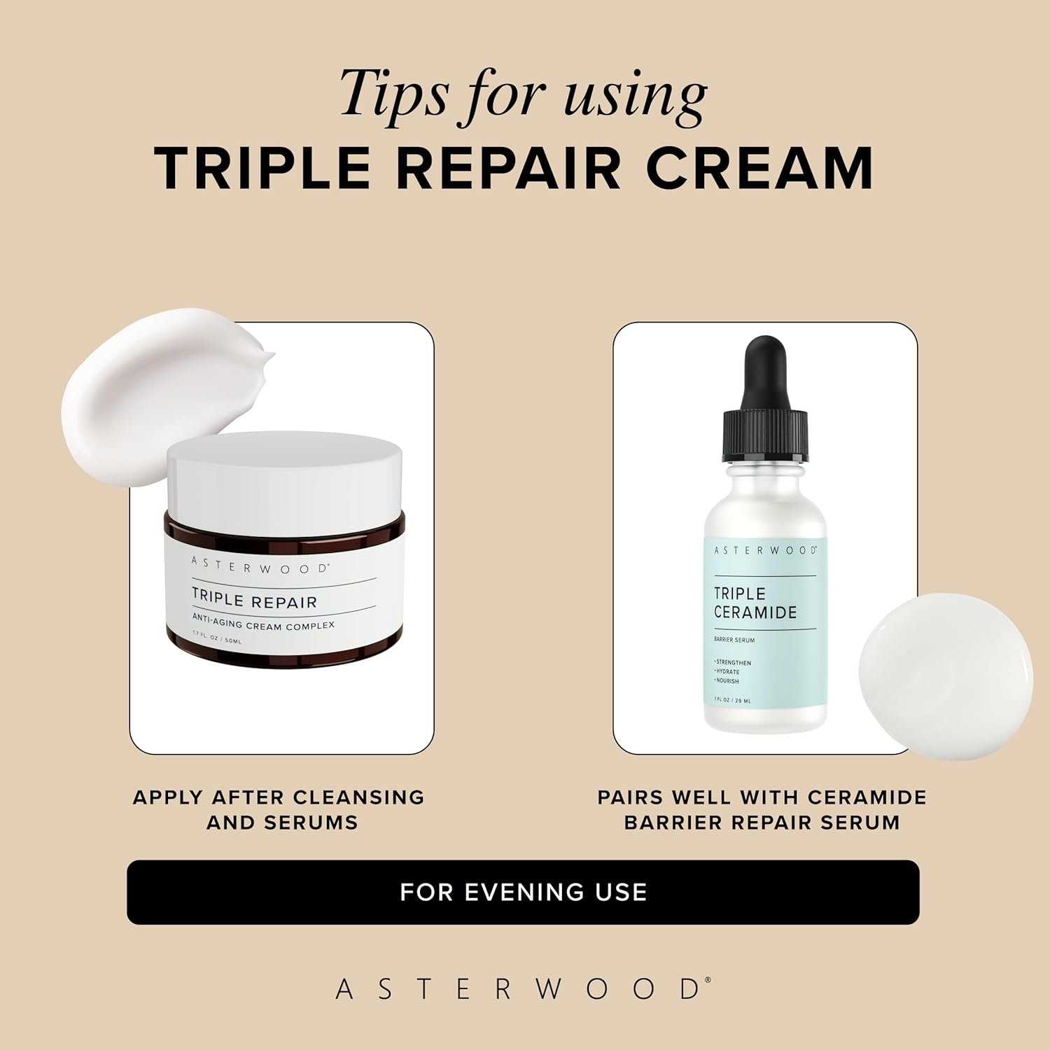 Asterwood Matrixyl 3000, Argireline Peptide, Vitamin C Cream - Triple Repair - with Hyaluronic Acid - Anti-Aging, Wrinkle Reducing, Hydrating - Fragrance-Free - 1.7 Fl Oz - Image 8