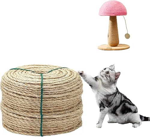 Cuerda de cáñamo natural multicolor, repara y reemplaza el poste rascador, cuerda de 14 de pulgada, cuerda de yute para gatos, cuerda de cáñamo