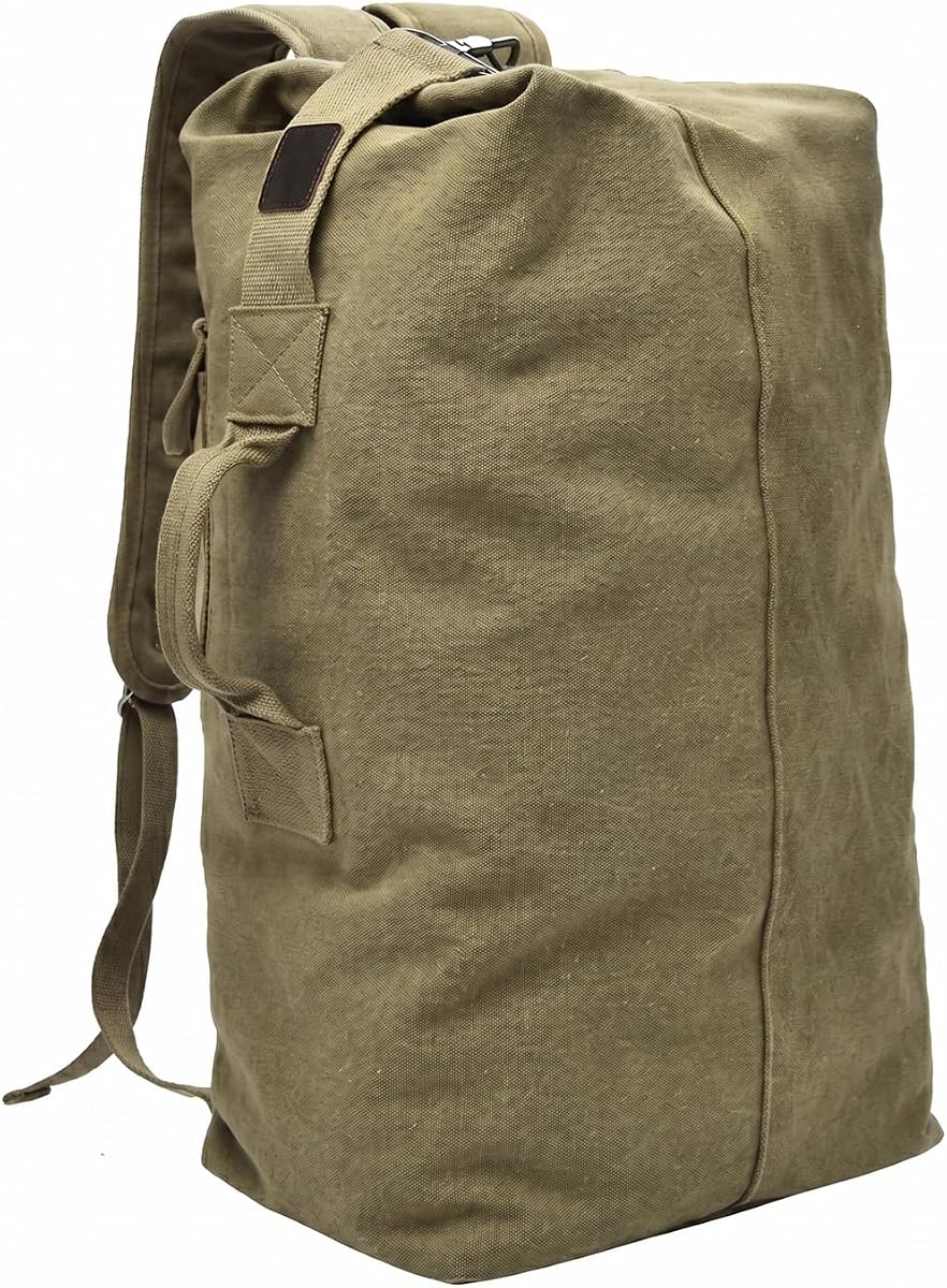 Military Tactical Backpack Large Capacity Travel Climbing Bag Duffel Bag Top Load Double Strap Canvas Backpack