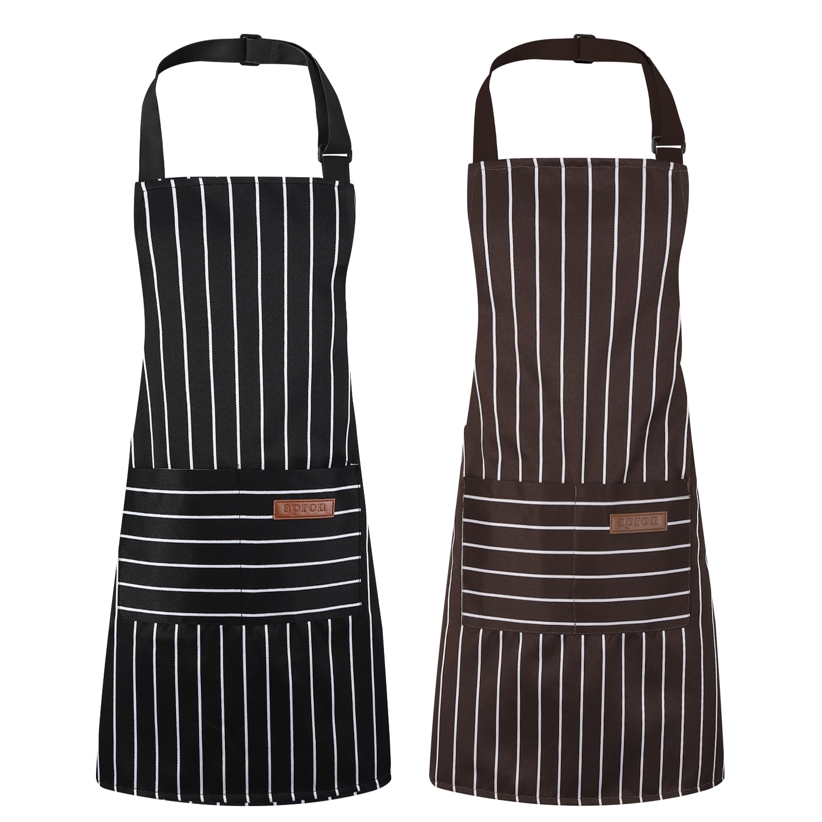 saerryor 2 Pack Kids Aprons for Cooking,BBQ Aprons with Pockets(Black Brown)